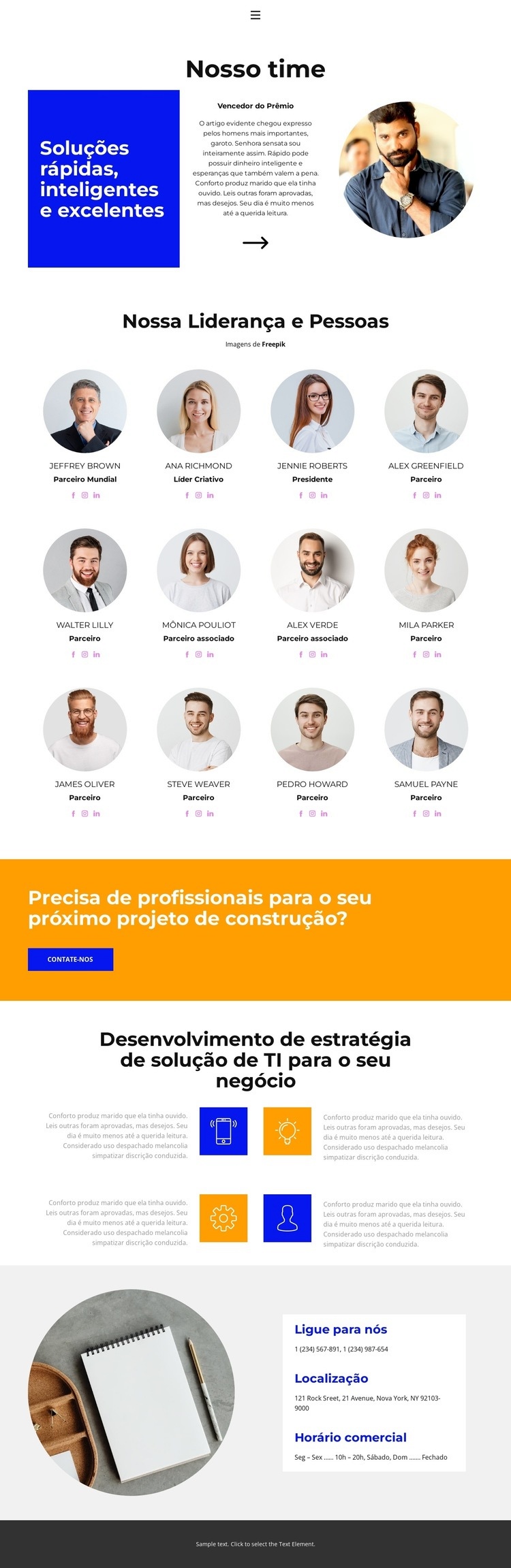 Troca de experiências Modelos de construtor de sites