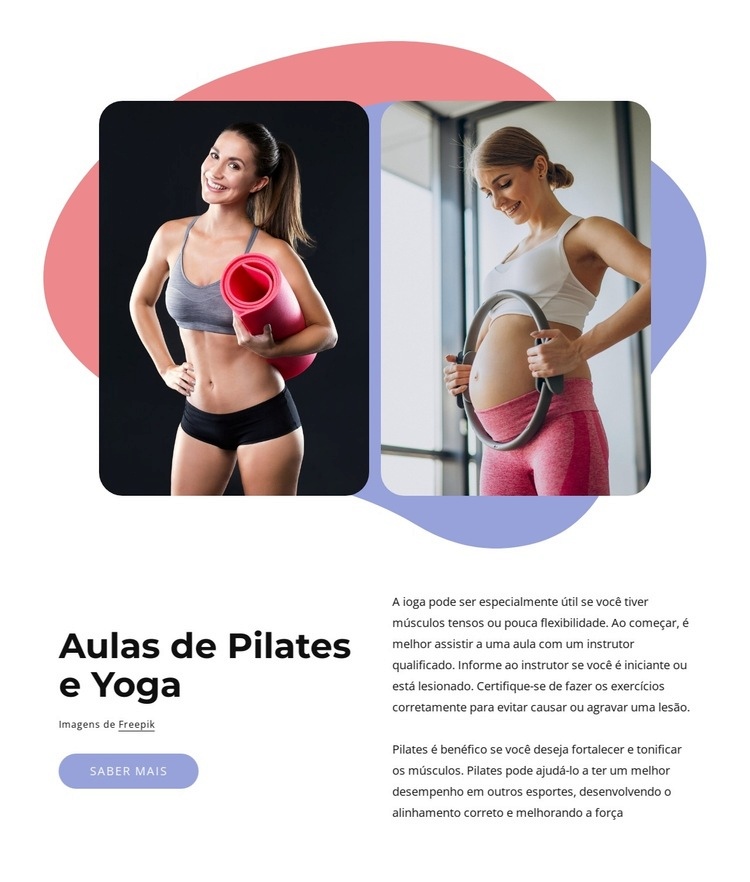 Pilates + Yoga é estúdio boutique Maquete do site