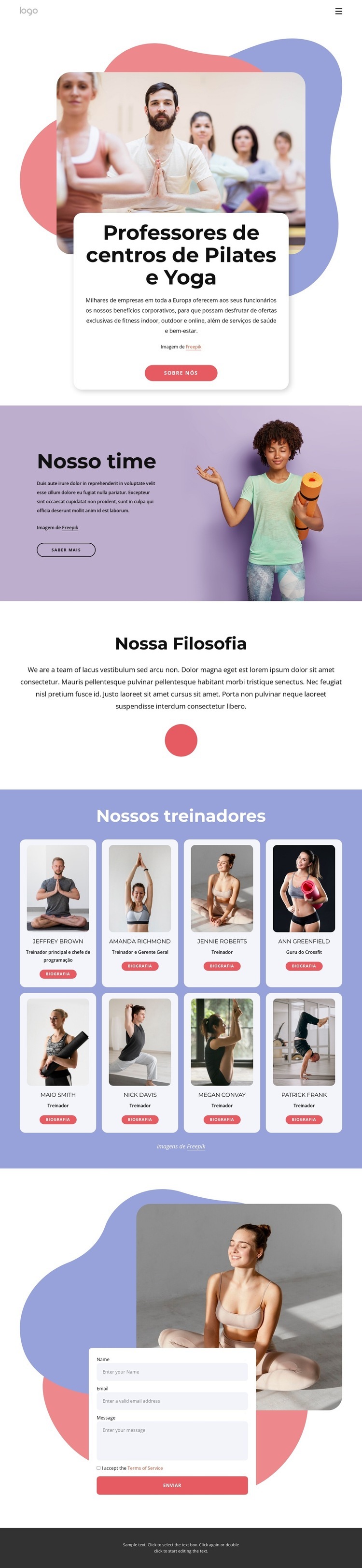 Professores de centros de pilates e yoga Modelo de uma página