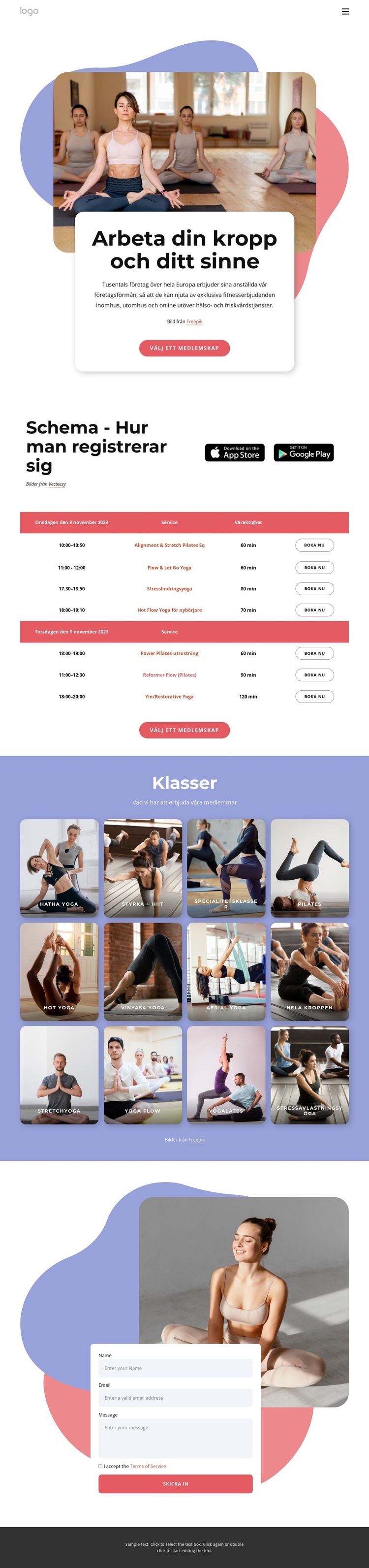 Njut av pilates och yoga CSS -mall