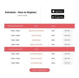 Schedule Web Page Design
