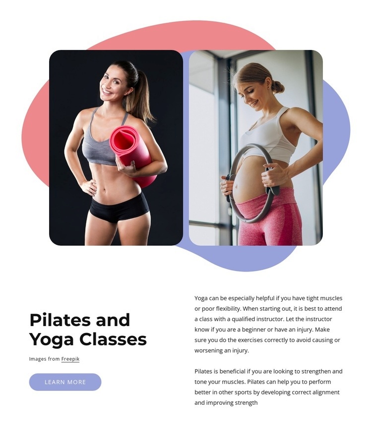 Pilates + Yoga is boutique studio Web Page Design