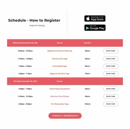 Schedule Website Builder Templates