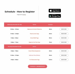 Schedule Website Template