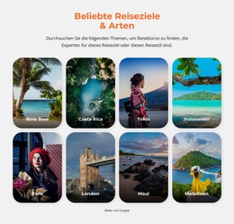 Beliebte Reisearten – Vorlage Für Website-Builder