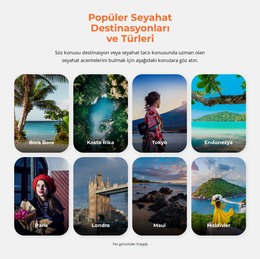 Popüler Seyahat Türleri - HTML Sayfası Şablonu