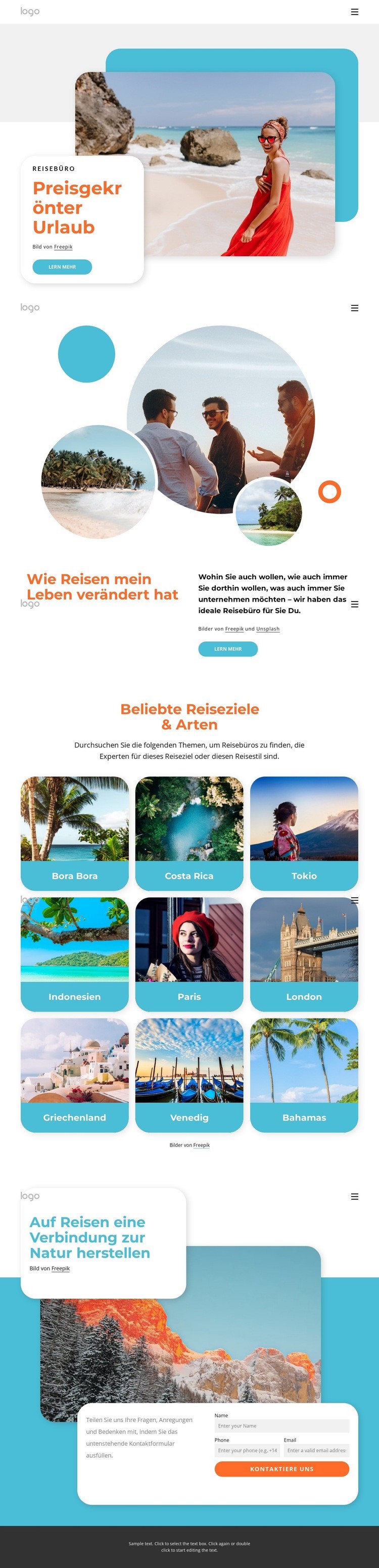 Preisgekrönter Urlaub Website-Modell