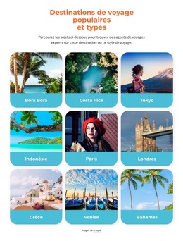 Page HTML Pour Destinations De Voyage Populaires