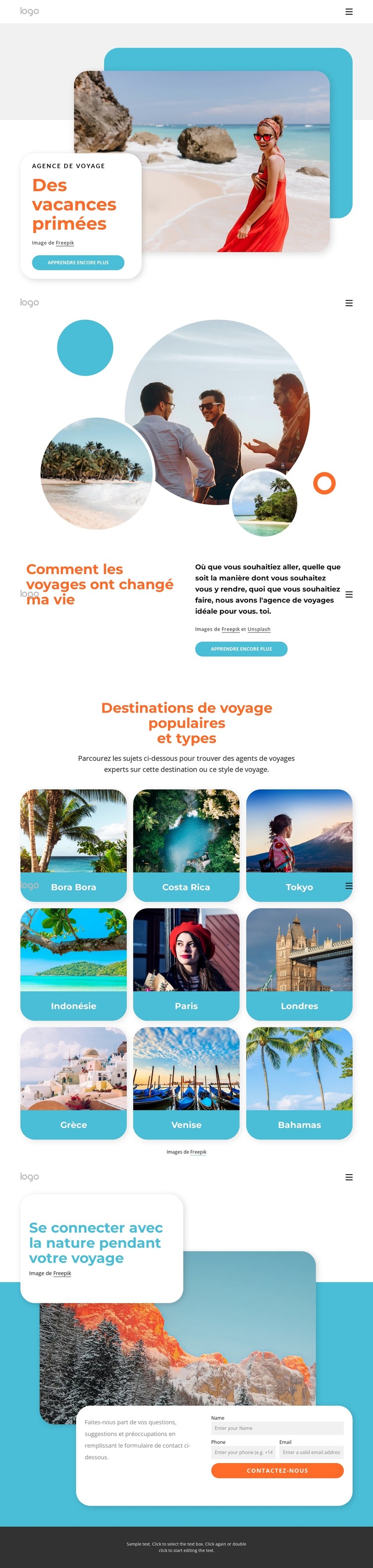 Des vacances primées Modèle de site Web