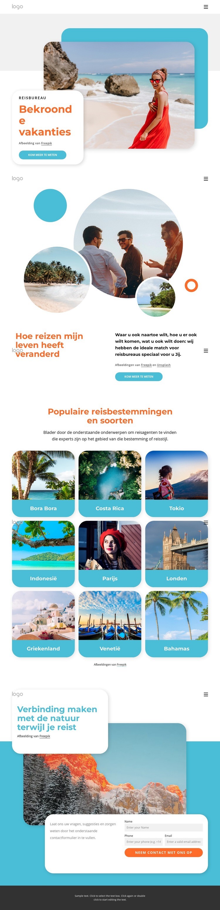 Bekroonde vakanties Website ontwerp