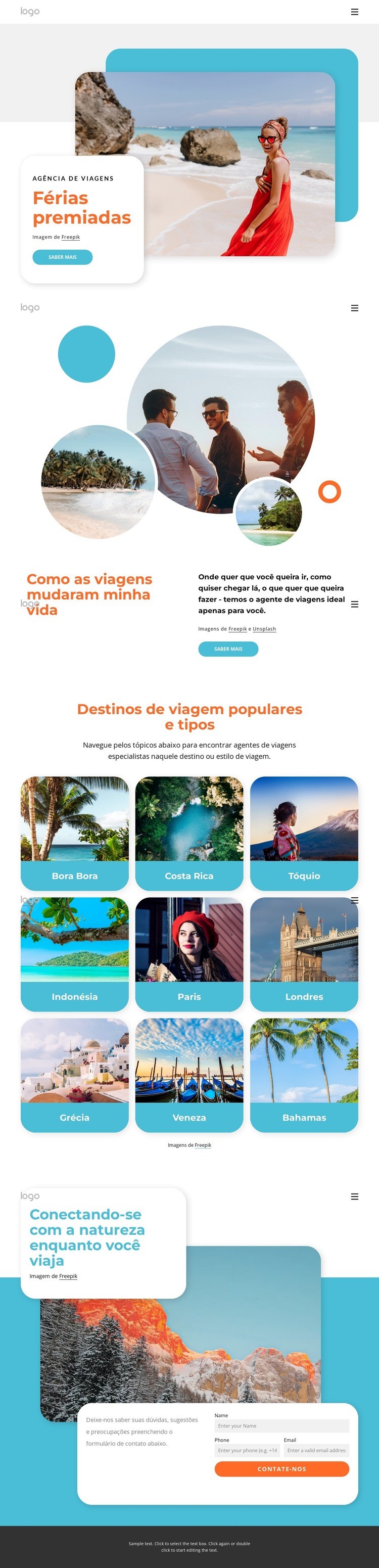 Férias premiadas Design do site