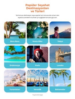 Popüler Seyahat Destinasyonları - Ücretsiz Bir Sayfalık Şablon
