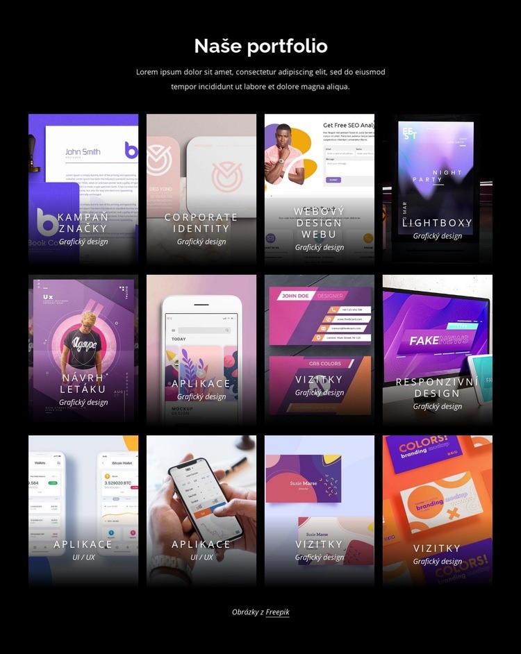 Portfolio digitálního studia Webový design