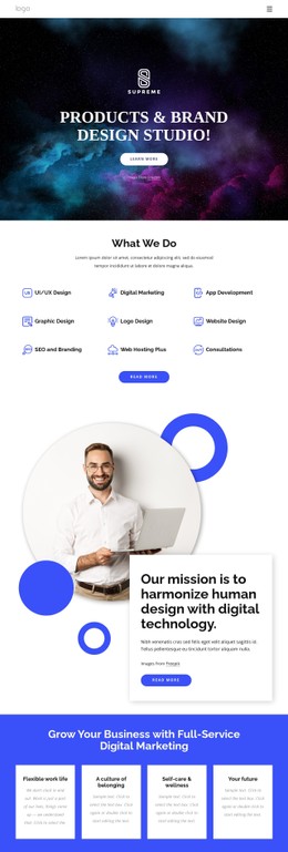 Products And Brand Design Studio Landing Pages