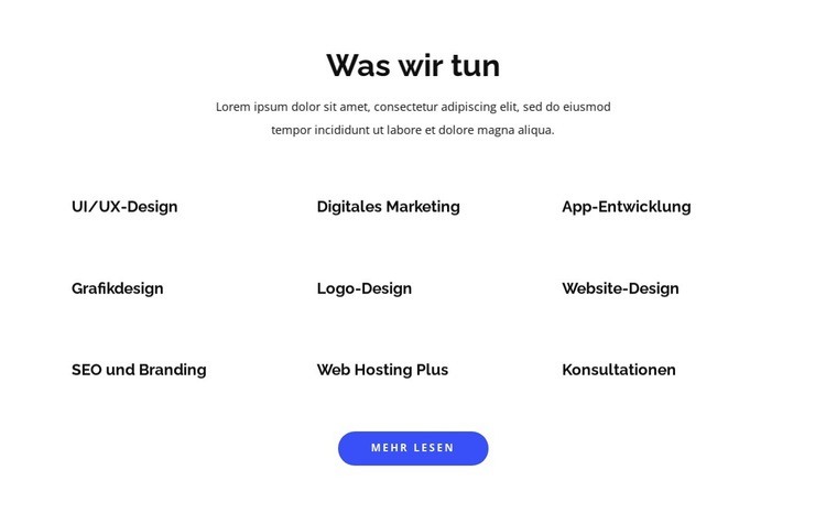 App-Entwicklung und Grafikdesign Eine Seitenvorlage