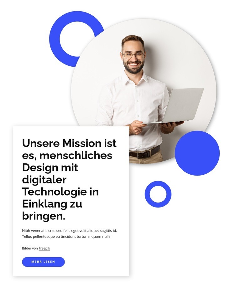 Menschliches Design mit digitaler Technologie HTML Website Builder