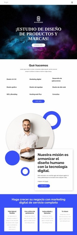 Maqueta De Sitio Web Para Estudio De Diseño De Productos Y Marcas.