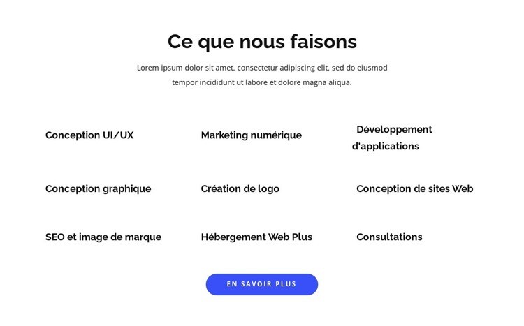 Développement d'applications et conception graphique Modèles de constructeur de sites Web