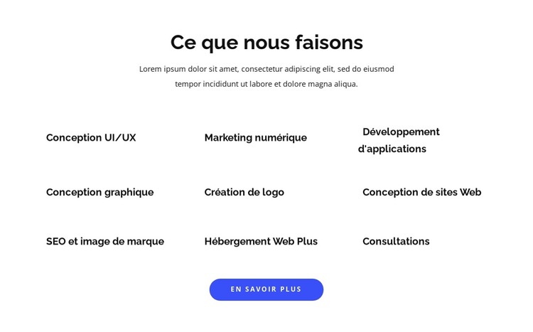 Développement d'applications et conception graphique Modèle HTML