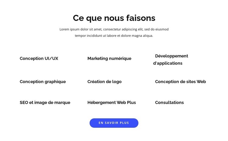 Développement d'applications et conception graphique Modèle d'une page