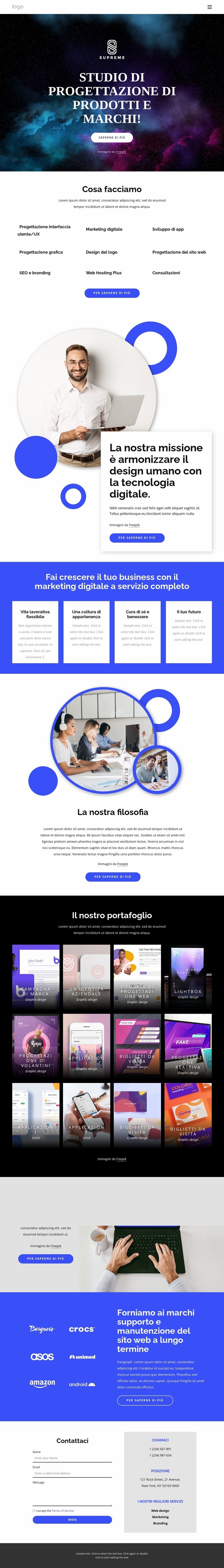 Studio di progettazione di prodotti e brand Modelli di Website Builder