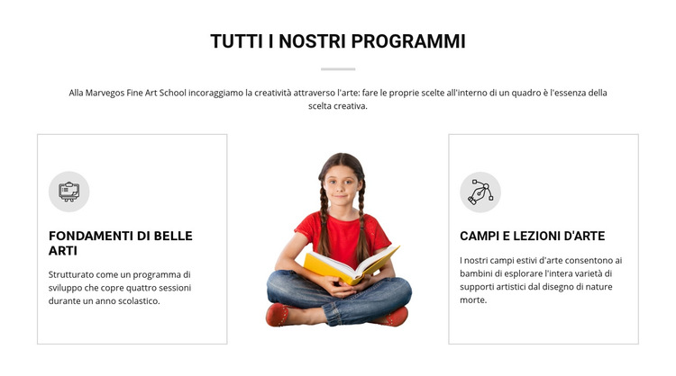 Corsi d'arte per bambini Modello di sito Web