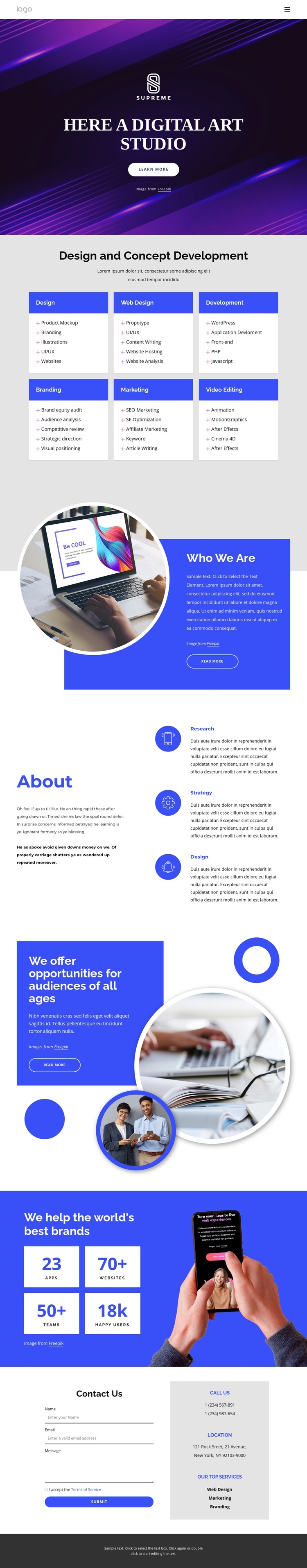 Innovation studio One Page Template