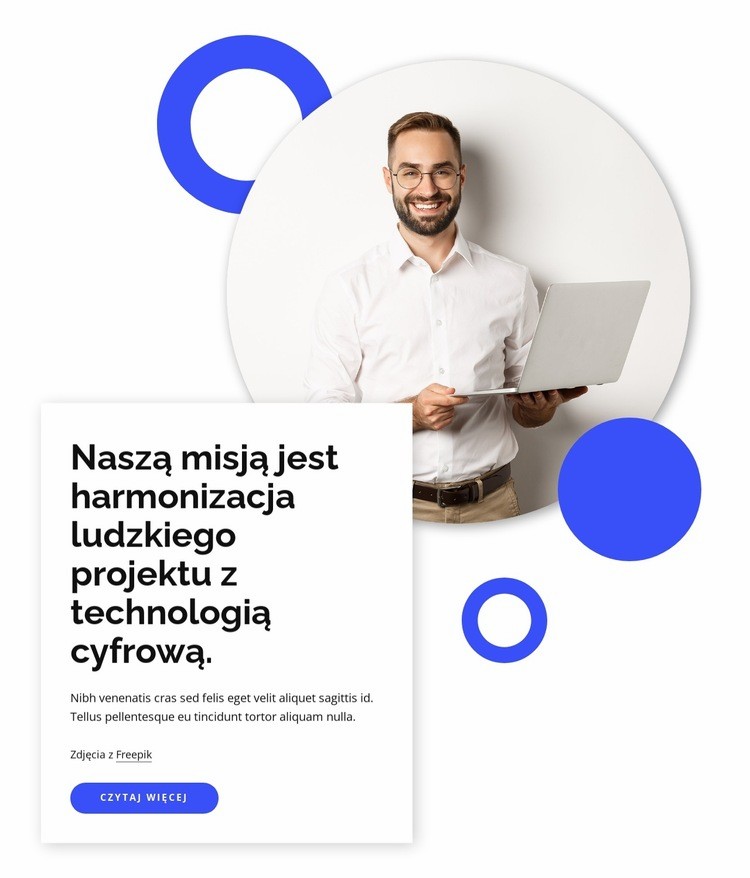 Ludzki projekt z technologią cyfrową Kreator witryn internetowych HTML