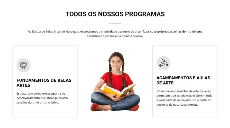 Aulas de arte para crianças Design do site