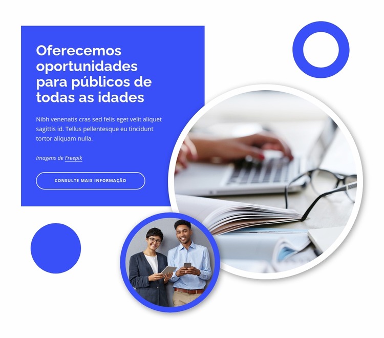 Oferecemos oportunidades para públicos de todas as idades Template Joomla