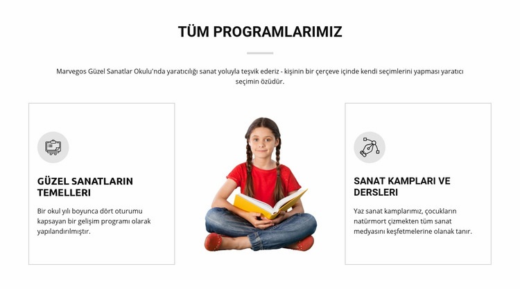 Çocuklar için sanat dersleri Web Sitesi Mockup'ı