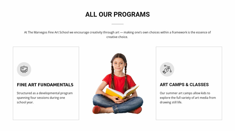 Art classes for kids Landing Page