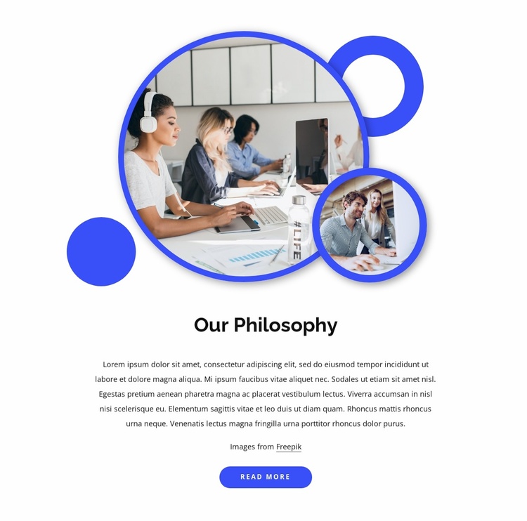 The company philosophy Landing Page