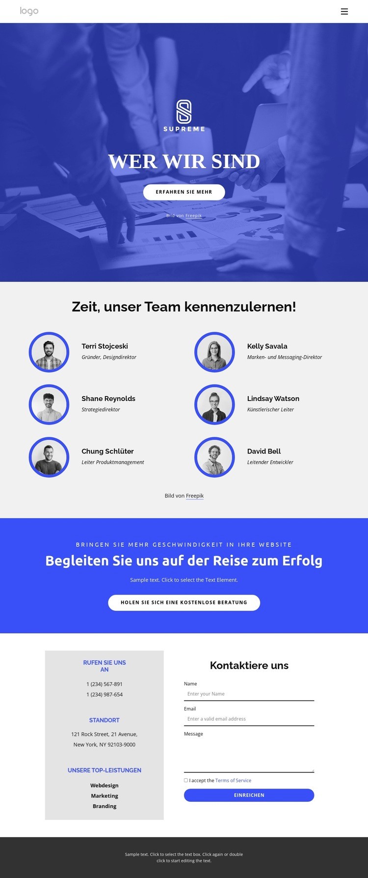 Zeit, unser großartiges Team kennenzulernen Website Builder-Vorlagen