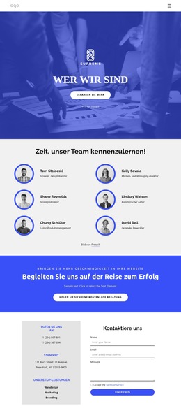 Zeit, Unser Großartiges Team Kennenzulernen – Fertiges Website-Design