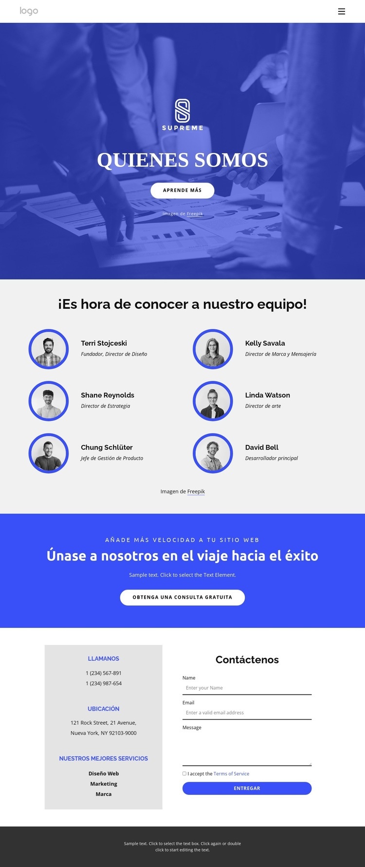 Es hora de conocer a nuestro increíble equipo. Creador de sitios web HTML