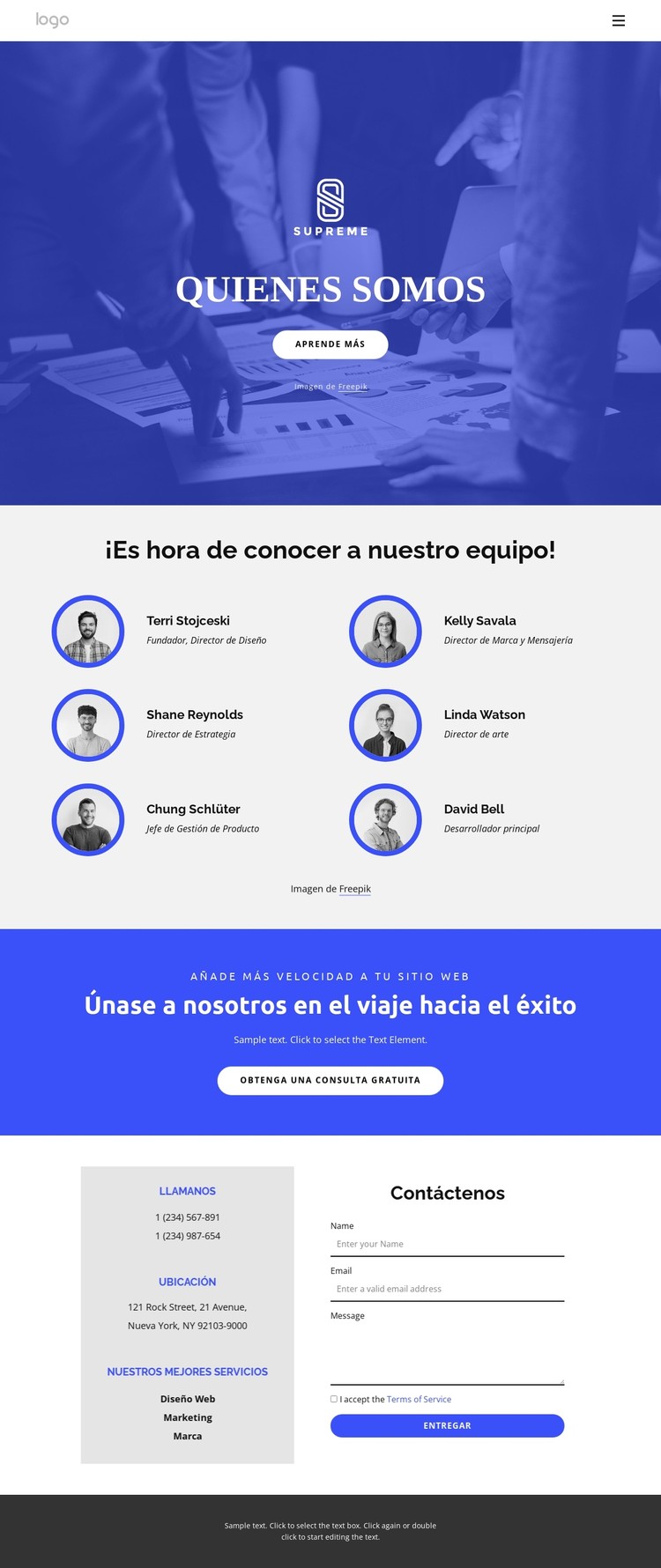 Es hora de conocer a nuestro increíble equipo. Plantilla CSS