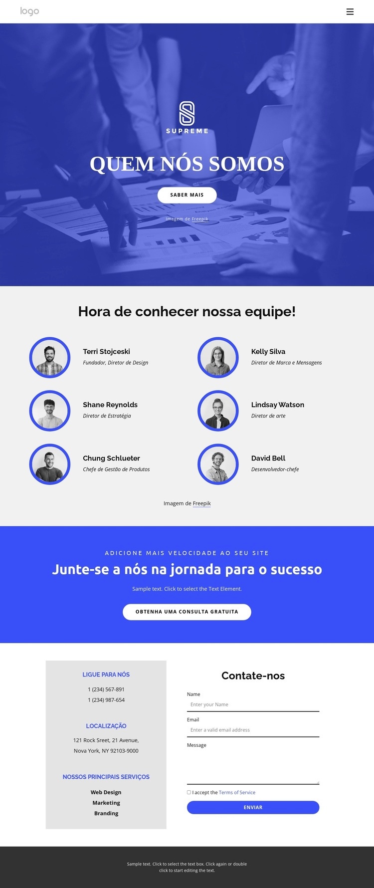 Hora de conhecer nossa incrível equipe Modelos de construtor de sites