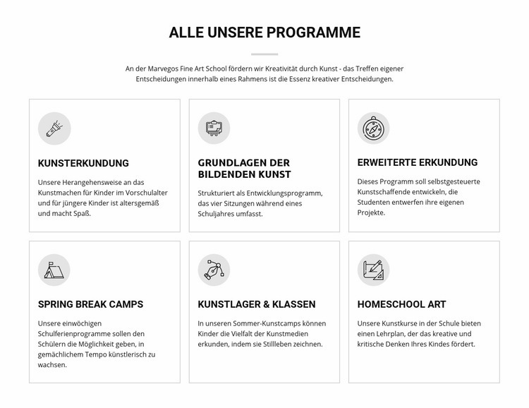 Alle Kunstprogramme für Kinder HTML5-Vorlage