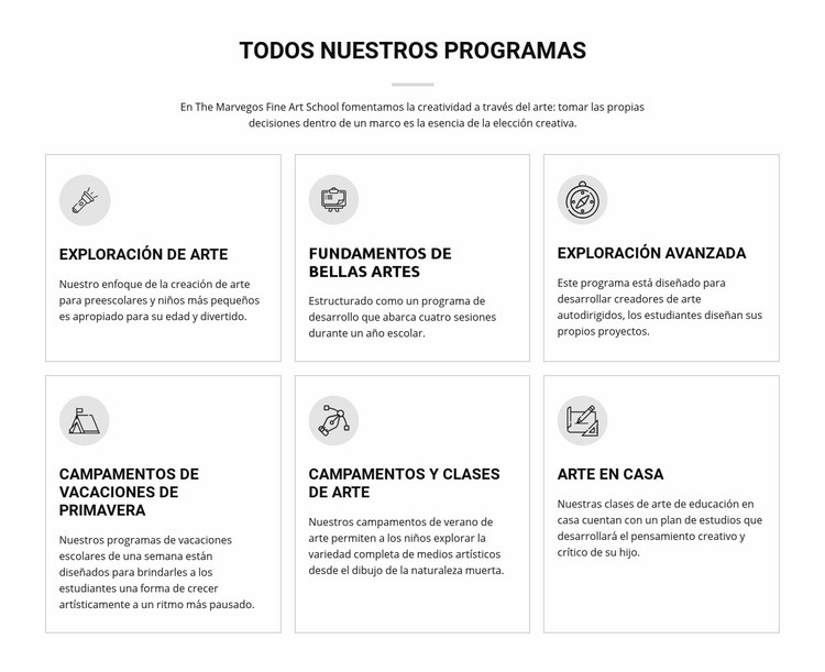 Todos los programas de arte para niños Página de destino