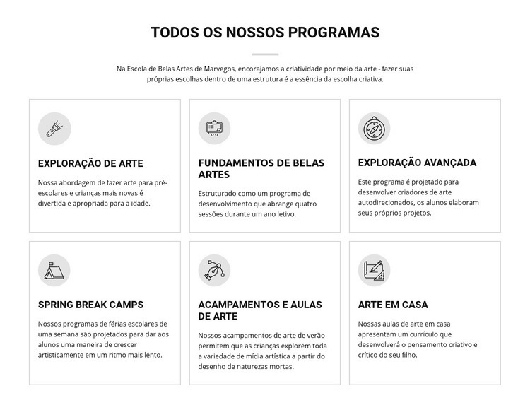 Todos os programas de arte para crianças Design do site