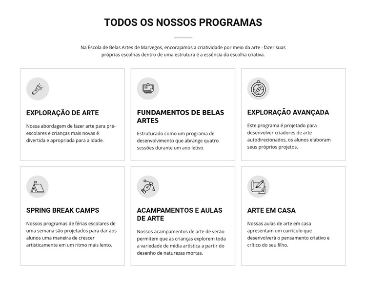 Todos os programas de arte para crianças Modelo de site