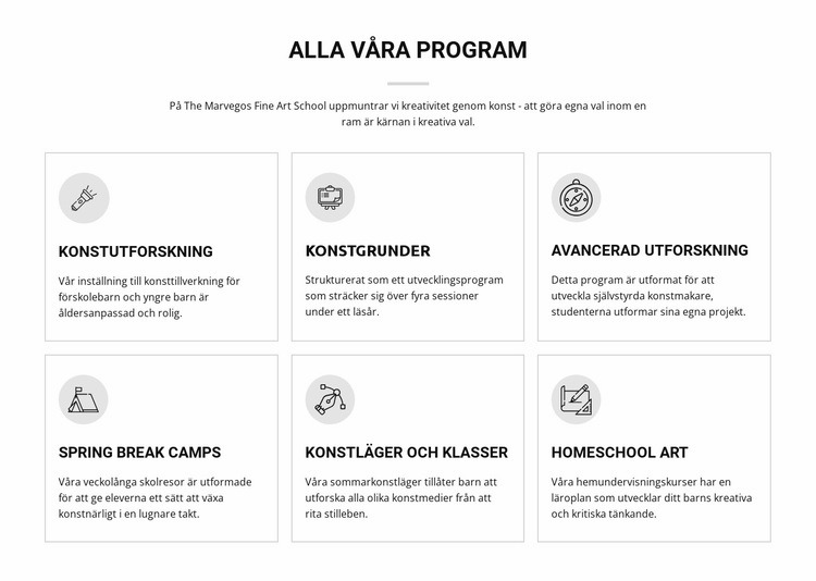 Alla konstprogram för barn CSS -mall