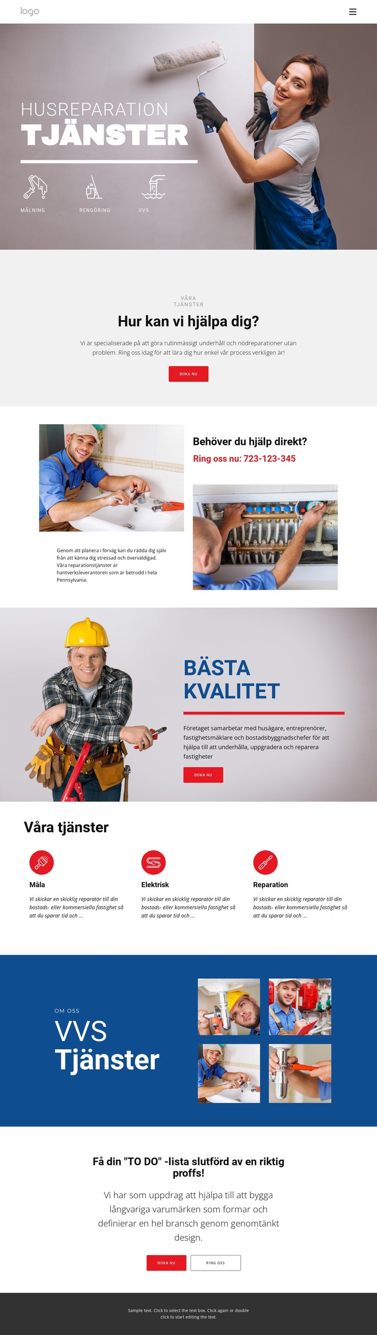 Husreparation och konstruktion Mall