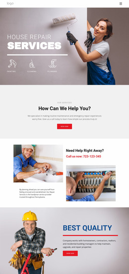 House Repair And Contruction - Customizable Professional Website Mockup