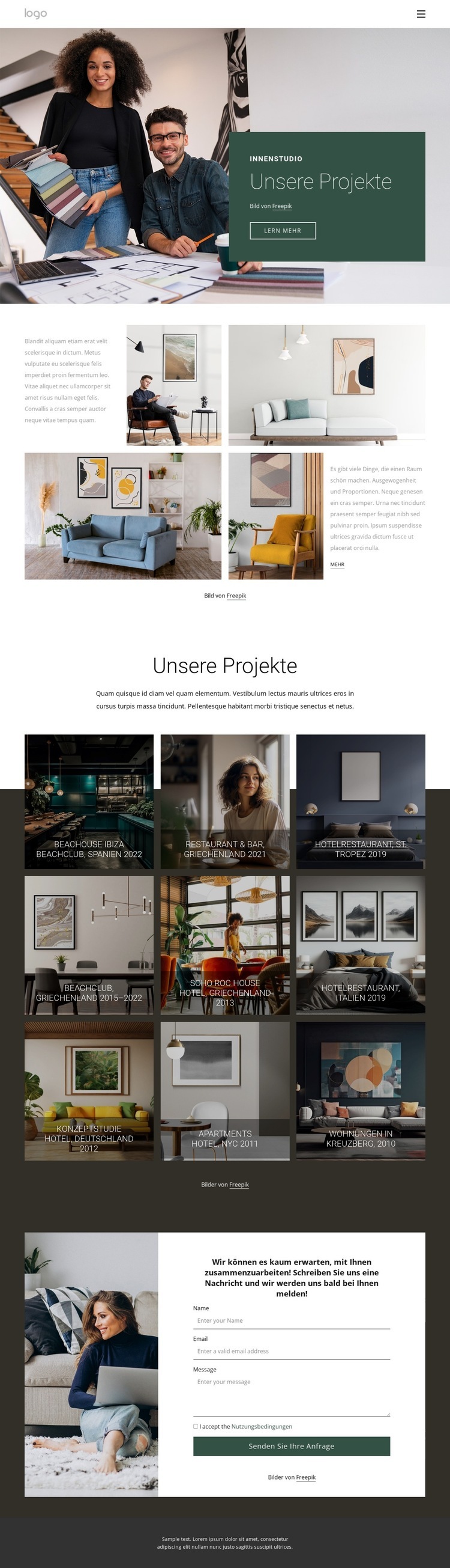 Innen- und Lichtdesign Website Builder-Vorlagen