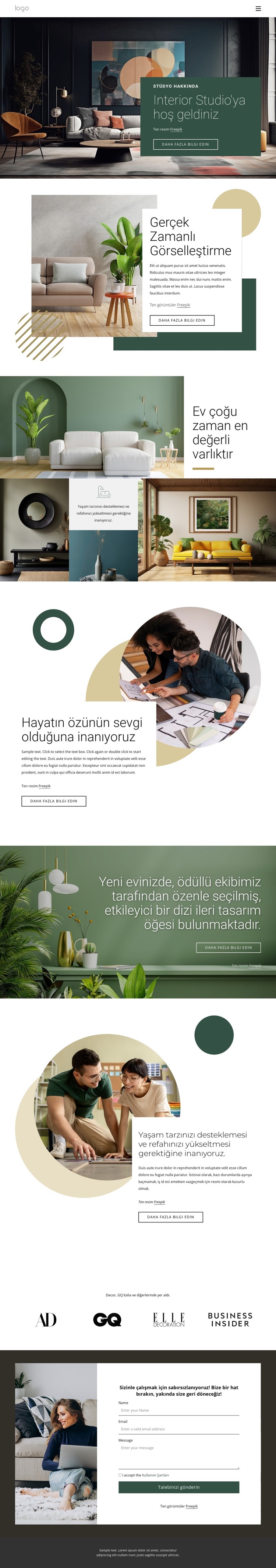 Ödüllü iç tasarım stüdyosu HTML Şablonu