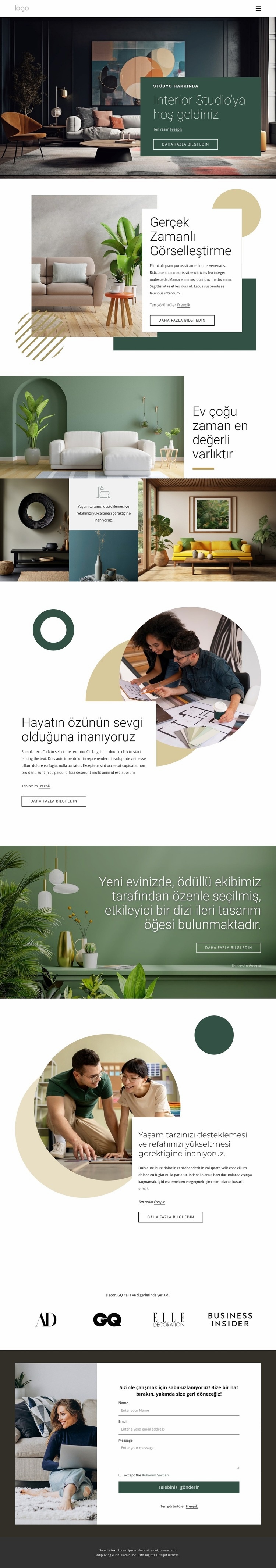 Ödüllü iç tasarım stüdyosu Web Sitesi Mockup'ı