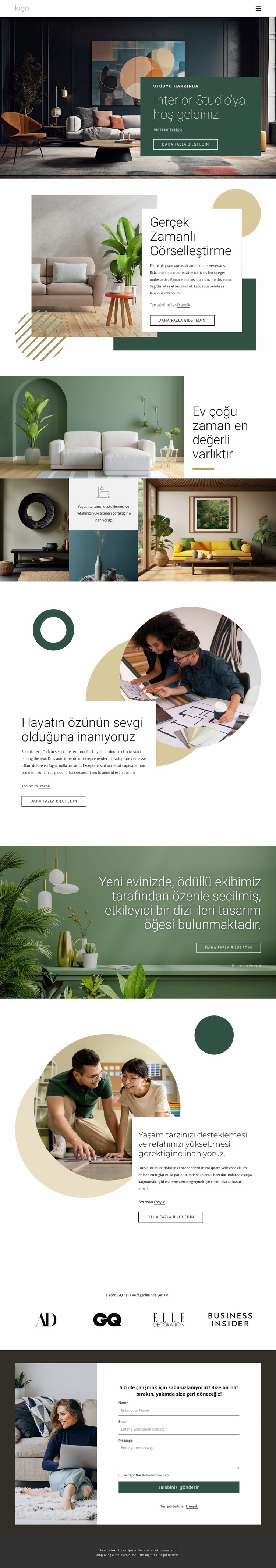 Ödüllü iç tasarım stüdyosu Web Sitesi Oluşturucu Şablonları