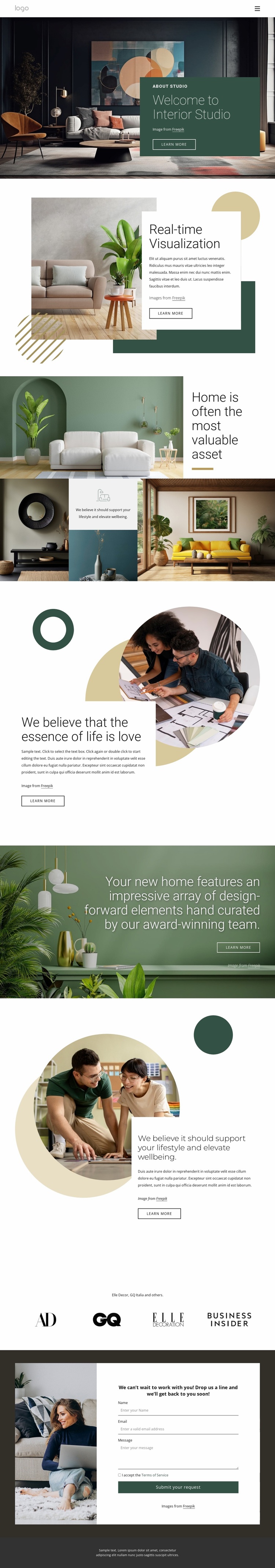 Award-winning interior design studio Website Design